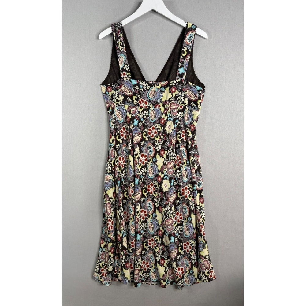 Ann Taylor LOFT Y2K Babydoll Dress Womens 10 Brown Floral Paisley Whimsigoth - Picture 3 of 11